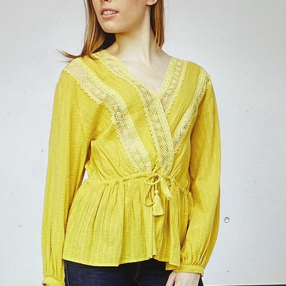 RD+ Koko boho faux wrap and lace blouse M-L - Picture 6 of 9
